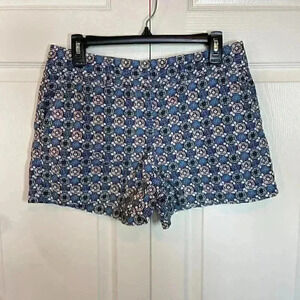 Ann Taylor Loft Floral Blue White Linen Cotton Blend Shorts Low Rise‎ Size 4